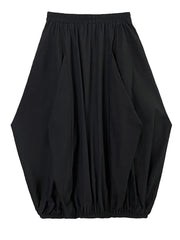Olivia High Elastic Waist Black Irregular Pleated Skirt