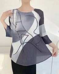 Luxury Abstract Pleated Top