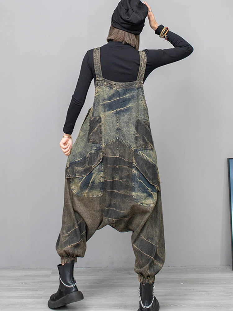 HEYFANCYSTYLE Distressed Drop Crotch Jumpsuit