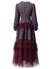 Luxe Formal Tweed Tulle Dress