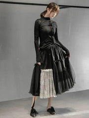 Elegant Lace Pull-On Tulle Skirt
