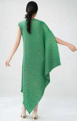 Plissé Metallic Cape Dress