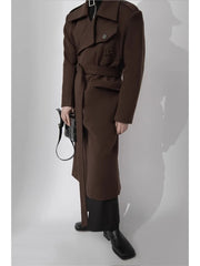 Men's Rich Brown Designer Wool Trench Coat