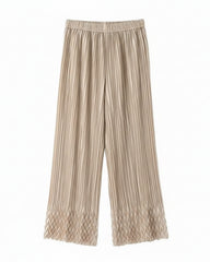 Geometric Pleated Wide Leg Pants