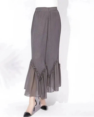 Luxury Ruffle-Hem Plisse Skirt