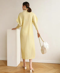 Truly Pleated Batwing Sleeve Dress