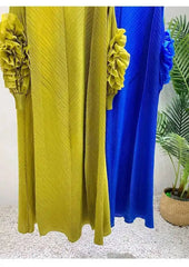 Truly Pleated Ruffle Sleeve Dress