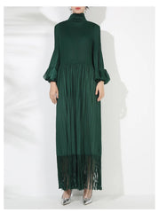 Truly Pleated Oversized Sleeve Midi Dress