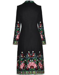 Cotton Blend Floral Embroidered Trench Coat