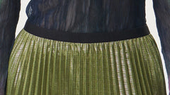 Luxury Metallic Plissé Midi Skirt