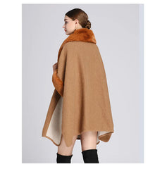 Women's Plush Faux Fur Woolen Cloak Coat