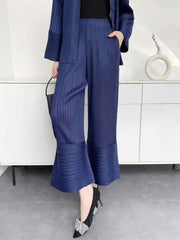 Elegant Plissé Pocket Wide Leg Pant