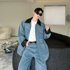 Men's Luxury Japanese Streetwear Baggy Denim 2-Piece Set