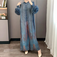 Luxury Ruffle Floral Pleat Dress