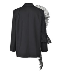 Luxury Asymmetric Ruffle Blazer