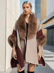 Women's Plush Faux Fur Woolen Cloak Coat