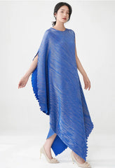 Luxury Pleats Asymmetric Cape Dress