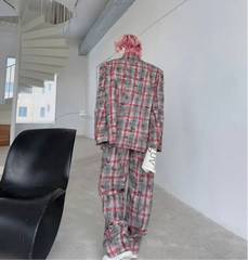 Men's Plaid Comfortable Matching Suit Set