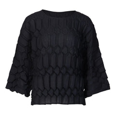Pleated Geometric Plissé Top