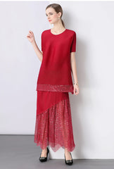 Luxury Sequin Pleated Top & Skirt