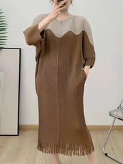 Luxury Plissé Dress with Tassel