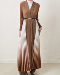 Plissé Elegant Flow Long Coat