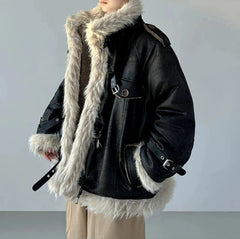 Men's Warm Faux Fur Shearling Suede Jacket