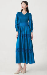 Luxury Fitted-Waist Plissé Dress