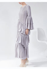 Truly Plissé Ruffle Sleeve Dress