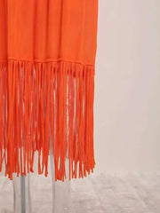 Elegant Fringe Hem Plissé Dress
