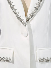 Luxury Feather Crystal Collar Blazer