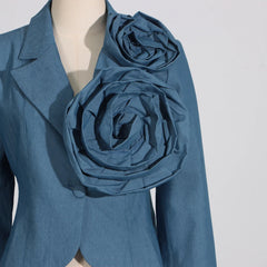 Couture Denim Blazer and Skirt