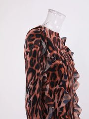 Luxury Leopard Pleated Dress