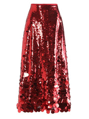 High-Waist Metallic Sequin Maxi Skirt