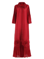 Plissé Flared Sleeve Maxi Dress