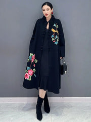 Elara Knitted Floral Embroidery Cardigan Coat