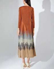 Luxury Pleated 3/4 Sleeve Dress