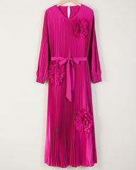 3D Floral Plissé Dress