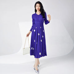 Truly Pleated Polka Dot Midi Dress