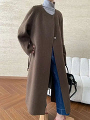 Luxury Wool-Blend Scarf Coat