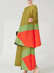 Modern Pleat Geometric Trouser Set