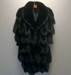 Genuine Fox Fur Tail Oversized 2-in-1 Coat