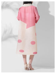 Luxury Japanese Pleated Polka Dot Blouse Dress