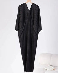 Pleated Batwing-Sleeve Dress