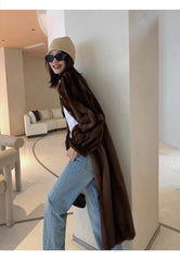 Women's Cozy Luxury Brown Faux Mink Fur Coat