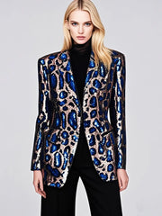 HEYFANCYSTYLE Glam Leopard Sequin Blazer