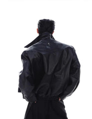 Men's Luxury Oversized Faux Leather Bomber Jacket