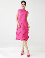 Plissé Sleeveless Above-Knee Dress