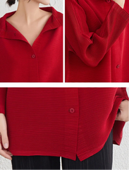 Luxury High-Collar Pleated Blouse