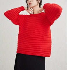 Thick Pleats Balloon-Sleeve Top